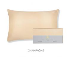 Beauty of Orient Kissenbezug, 25 Momme, 100 % Reine Maulbeerseide, für Haar und Haut, natürlich, hypoallergene Seide, ideal für Körper und Schlaf Queen - 20 x 30 champagnerfarben