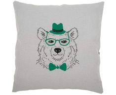 Vervaco Stickpackung für Stickkissen vorgedruckt Klassische Stickerei, Baumwolle, weiß, 40 x 40 x 0,3 cm