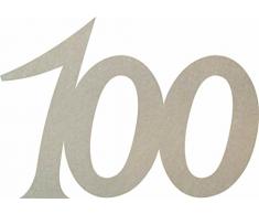 Petras Bastel News 25 x Jubiläumszahl 100 aus Filz Creme Streudeko, Fliz, 18 x 12 x 3 cm