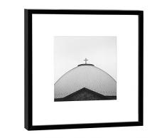 COGNOSCO Fotografie im Holzrahmen: St. Hedwigs Kathedrale Fotodruck-Format 27 x 27 cm-Rahmenfarbe schwarz-Hochwertiges Wandbild, Geschenkidee oder Souvenir aus Berlin, Holz, Weiß, Rahmen