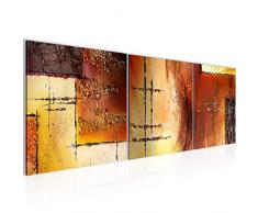 Bilder Abstrakt Wandbild Vlies - Leinwand Bild XXL Format Wandbilder Wohnzimmer Wohnung Deko Kunstdrucke 90 x 30 cm Orang 3 Teilig - MADE IN GERMANY - Fertig zum Aufhängen 100934a