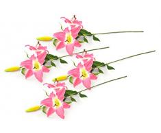DII Künstliche Tigerlilie Seidenblumen für Brautstrauß, 4 Stück Tiger Lily dunkelrosa
