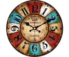 ShuaXin Vintage Wanduhr für Country Design Nicht – Inlett Silent Leise Holz Uhr Geschenk Home Deko für Zimmer 16 H14