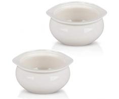 MOCCO Suppenteller mit Griffen, Porzellan, Keramik, Weiß, 340 ml, 2 Stück