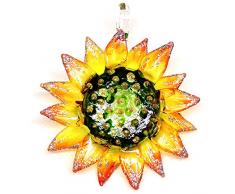Sansukjai Sonnenblume Figuren Handbemalt Mundgeblasenes Glas Kunst Wand Hängeornamente Home Decor Kollektion Geschenk