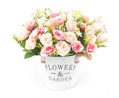 XONOR Künstliche Rosen Seidenblumen, Blumenstrauß für Zuhause, Hochzeit, Party, Dekoration, 5 Gabeln, 10 Köpfe, 5 Stück Hellrosa Farbe