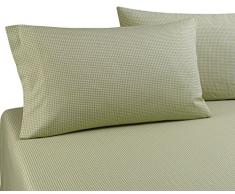Kopfkissen von Delanna, 100% Baumwolle Perkal Gewebe Standard Größe 50,8 x 76,2 cm inkl. 2 Kissenbezüge Crisp, bequem, atmungsaktiv, weich und stabil, Lime Gingham, Standard