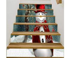 Zhiyu&art decor 6pcs/Set Weihnachten Schneemann Geschenke Tile Treppe Aufstehen, Sticker Set-Staircase Aufkleber Abnehmbarer Wasserdicht Wandbild Tapete für Weihnachten Dekoration Snowman 5