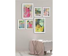 Bonamaison dekorativ 100% Mdf Malerei für Startseite,Gemälde für Wohnzimmer, Kunstdruck für Küche, Gerahmte Bilder für Schlafzimmer 34X44 Cm, 6 Stück - Hergestellt in der Türkei