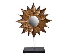 Benjara Tischspiegel mit rechteckigem Holzsockel, goldfarben/Schwarz