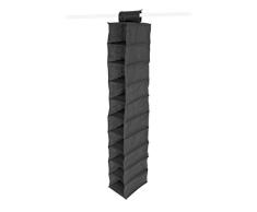 Anika Kleiderschrank mit 10 Taschen, mit Befestigungsschlaufe Oben, Textil, Schwarz, 10 Shelf