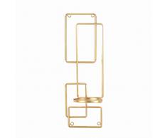 Benjara Wandkerzenhalter aus Metall, geometrisches Muster, goldfarben