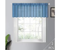 YOKISTG Vorhänge aus Leinen, für Schlafzimmer, Wohnzimmer, Fenster, 2 Paneele, Polyester-Mischgewebe, blau, 54 x 18