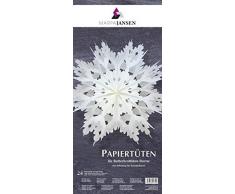 MarpaJansen Papiertüten für Deko-Sterne/Blüten - Bastelset - Butterbrottüten - (10 x 22 cm, 24 Stück) - inkl. Bastelanleitung - weiß