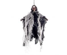 59,9 cm Animierter Flying Ghoul Ghost mit Sound & Glowing Red Augen zum Aufhängen Scary Sensenmann Vampir Halloween Dekoration Haunted House Requisiten Yard Outdoor Innen Bar KTV Ornament Decor Toys Geschenk Small Black, 5.9