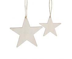 Creative beeinflußt Set von Zwei Holz Ornament Stern Hangtags, Multi, 7,6 cm und 4–3/10,2 cm L