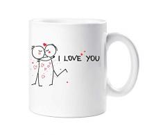 60 Second Makeover Limited 60SECMUG410 60 Second Makeover I Love You küssend Valentinstag romantisch Stick Menschen Freund Geschenk Tasse Geburtstag Weihnachten, keramik, weiß