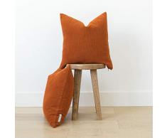 Nook Dekorative Kord-Überwurf-Kissenbezüge, nur Set mit 2 Stück, 45,7 x 45,7 cm und 55,9 x 55,9 cm für Couch, Sofa oder Bett, modernes Design 22 x 22 Khaki, Orange