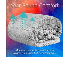 Gewichtete Decke für Erwachsene, mit Minky-Bezug, für 4 kg, schwerer sensorischer Schmusetuch hilft beim Schlafen und fördert Entspannung, für Erwachsene zwischen 120 und 180 kg, 152,4 x 203,2 cm, Grau