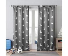 Lala + Bash Home Fashion Bedruckte nautische Segelboot-Verdunkelung Gardinenpaar Vorhänge für Schlafzimmer Wohnzimmer Set mit 2 Paneelen, 39 x 84, Grau