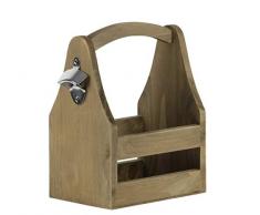 Benjara rechteckiger Holzkorb mit Flaschenöffner und Griff Oben, braun