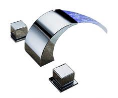 azos Badezimmer Vanity Waschbecken Wasserhahn 3-Loch 2 Griffe breitgefächert Messing Chrom mpsk002cf, Chrome with LED