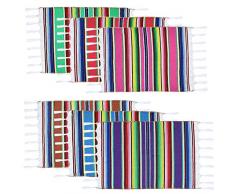 Fowecelt mexikanische Serape-Platzsets für mexikanische Party, Hochzeit, Dekoration, Picknick, Esstisch, Fransen, Baumwolle, handgewebt, Tischsets, Set von 6 (48,3 x 33 cm) Mehrfarbig