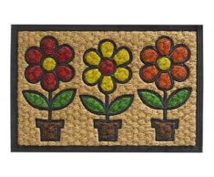 Hamat Boucara Fußmatte für den Innen- oder Außenbereich, Kokosfaser und Gummi, Blumenmotiv, 40 x 60 cm