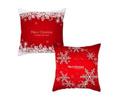Hele Top Dekorativer Überwurf-Kissenbezug mit rotem Rentier, Schneemann, Weihnachtsmann, Couch-Kissen, Baumwollleinen, quadratisch, für Sofa, Couch, Bett und Auto, 2 Stück 18 x 18 inch Weihnachtsstil 2