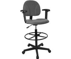 Flash Möbel Stoff Ausarbeitung Stuhl mit verstellbare Arme (Zylinder: 57,1 cm – 68,6 cm H oder 66 cm -30.5 H), grau, Low-Back