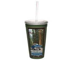 Tree-Free Greetings cc33341 50er Jahre Nostalgie & Park Road Trip von Paul A. Lanquist Artful Traveler Doppelwandiger Cool Becher mit Strohhalm, 473 ml