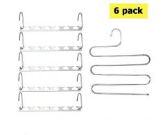 GoAhead Platzsparende Kleiderbügel, 6 Stück, Edelstahl, magische Kleiderbügel, Wonder Kleiderorganizer mit Bonus Slack Hanger