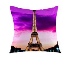 oFloral Überwurf Kissenbezüge Eiffelturm Frankreich Paris Home dekoratives Kissen Case Square Kissenbezug für Sofa Bett Stuhl Couch Dekoration 45,7 x 45,7 cm Violett
