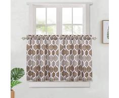 Haperlare Marokkanische Küchen-Vorhang-Set, Küchen-Ebenen-Vorhänge und Volant-Set für Café, Badezimmer, Spalier Design, Wohnzimmer-Vorhang-Sets Tiers| 30 L Taupe/Braun