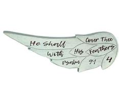Spirit & Truth Home Decor Wandtafel He Shall Cover Thee Wing, tiefes Waschbecken, Kratzfest mit Glanz-Finish, 17,75 x 17,8 x 0,75 cm