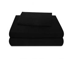 SUN WASHED Sonnenwaschbar, 100% Baumwolle, 170 g/m², Flanell, superweich, warm und flauschig, 4-teiliges Bettwäsche, bis zu 40,6 cm Tiefe Tasche. Twin schwarz