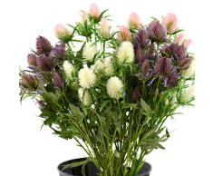 FiveSeasonStuff Distelblumen, echte Größe, echte Größe, 8 Stiele, rustikale Distel, Deko-Spray, Eryngium, Seehälter, für Hochzeit, Blumenstrauß, 66 cm Rustikales Weiß/Pink/Violett