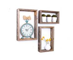 BarnwoodUSA Hängeregal, rustikal, breit, 100% recyceltes Holz Rectangle Naturgrau verwittert