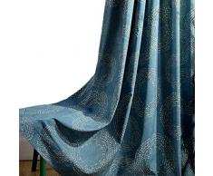 VOGOL Isoliert Blackout Fenster Zimmer Tülle Vorhang Drapes für Schlafzimmer und Wohnzimmer, Set von 2 Panels, W52 x LxBxT Zoll, Weiß und Gelb Blumenmuster in Hellblau 52x96 blaugrün