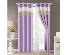 8 Pin-Tuck Stripe Regatta Gänsedaunen Alternative Tröster Set Bettwäsche in 13 Farben – Violett, Schwarz, Grau, Navy, Blau, Braun, Burgund, Coral, Orange, Lila, Salbei Grün, Türkis und Gelb, Polyester-Mischgewebe, Lilac, Curtains