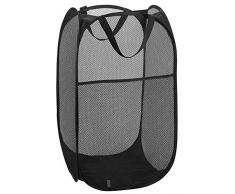 V-Shine Wäschesammler, V-glänzend, Netzstoff, tragbar, langlebige Griffe, zusammenklappbar für Aufbewahrung und leicht zu öffnen. schwarz