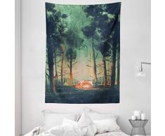 Fantasy Art House Decor Gobelin by ambesonne, Doppeldecker Flying über Mountain Range Innen Sturm Wolken Digital Farbe, Wand Aufhängern für Schlafzimmer Wohnzimmer Wohnheim, rot grau, Textil, Multi 4, 60 W By 80 L