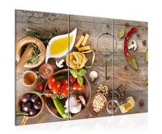 Bilder Küche Gewürze Wandbild 120 x 80 cm Vlies - Leinwand Bild XXL Format Wandbilder Wohnzimmer Wohnung Deko Kunstdrucke Braun 3 Teilig - MADE IN GERMANY - Fertig zum Aufhängen 019231b