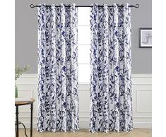 DriftAway Leah Verdunkeln/Thermo-Isolierte Tülle ungefüttert Gardinen 52x84 Marineblau/Grau