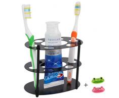 Nowyeh Zahnbürstenhalter, Edelstahl, schwarz, Zahnbürstenhalter, Zahnpasta-Halter, Badezimmer-Organizer für Zahnbürsten, Kamm, Rasierer