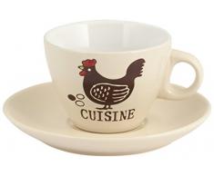 Home Gallo Service Teetassen, mit Teller, Steingut, Weiß, 4 Stück