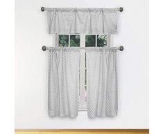 Vera Celestia 3-teiliges Küchenvorhang und Etagen-Set, 58 x 15 (1 Stück) 29 x 36 (2 Stück), grau