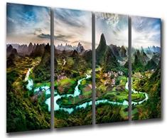 Wandbild - Landschaft Guilin, China, 97 x 62 cm, Holzdruck - XXL Format - Kunstdruck, ref.26061
