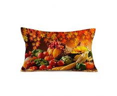 Herbstkürbisernte dekorative Kissenbezüge Herbstdekoration Bauernhaus Gemüse Ahornblätter Baum Landschaft Lendenwirbeln Baumwolle Leinen Überwurf Kissenbezug Couch Sofa Dekor rechteckig 30,5 x 50,8 cm 12 X 20 Inches a
