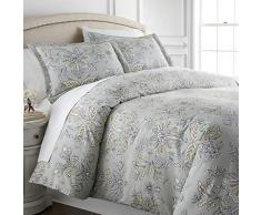 Southshore Fine Living, Inc. Premium Qualität Oversize 3-teiliges Schmusetuch Set Landhausstil Twin/Twin XL Vintage Garden Sandy Grey